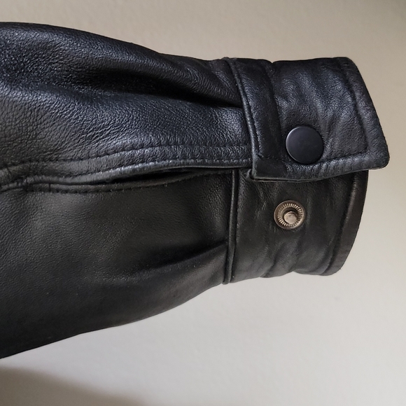 Serge Platini Black Leather Moto Bomber Jacket Milan Italy M - Picture 10 of 13